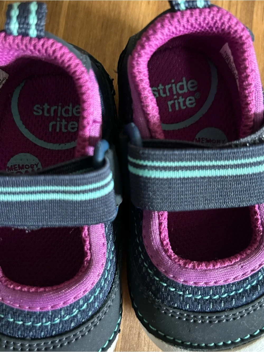 Stride Rite Navy and Pink Hook-and-Loop Mary Jane Toddler Shoe
